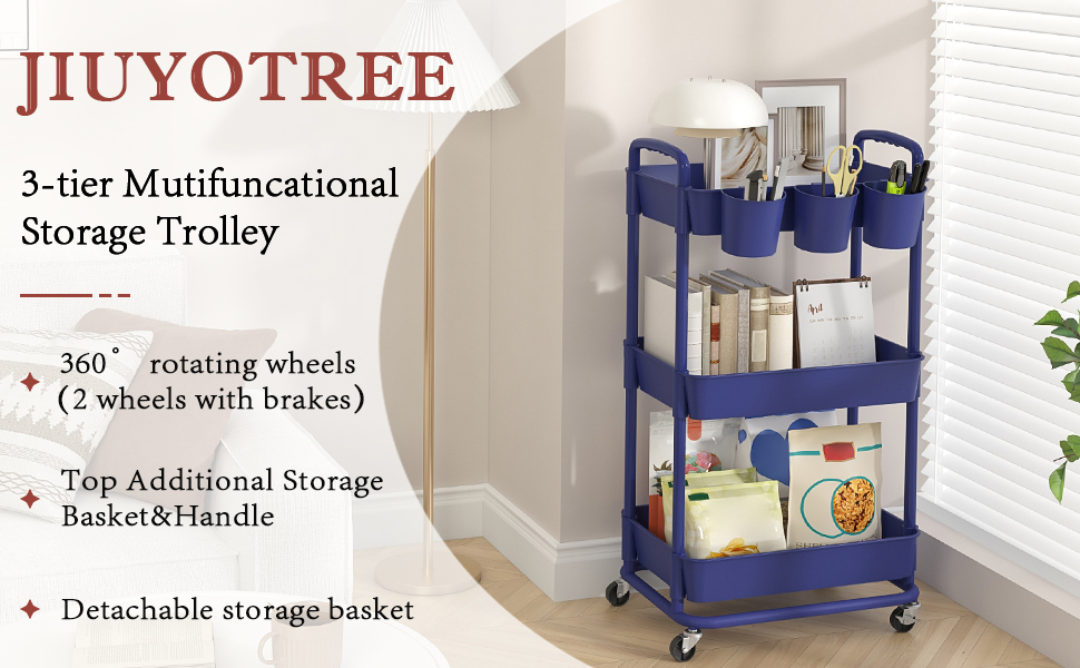 storage cart 3 blue