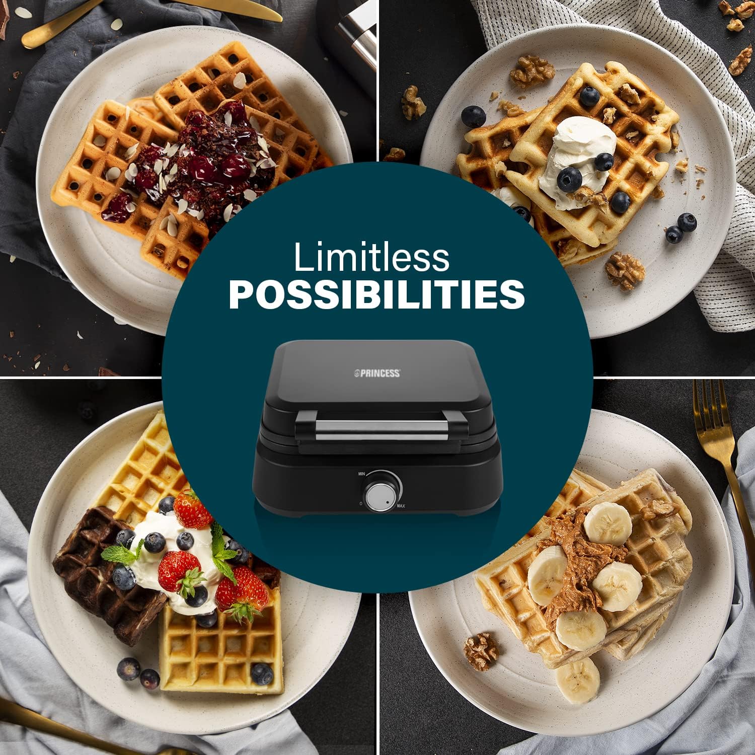 Princess - Deluxe Mat - 2 gaufres, 1 500 W, dimensions compactes