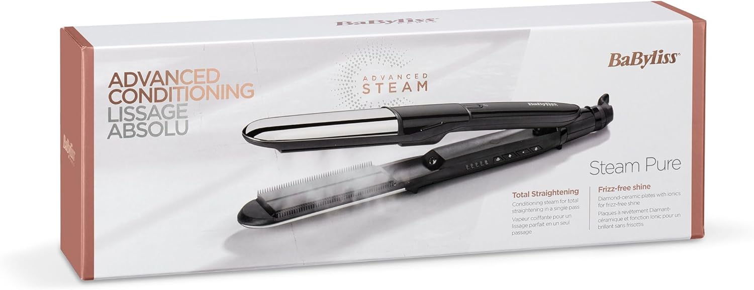 BaByliss - lisseur vapeur 2en1 - 39x110mm céramique, 5 températures, ST495E