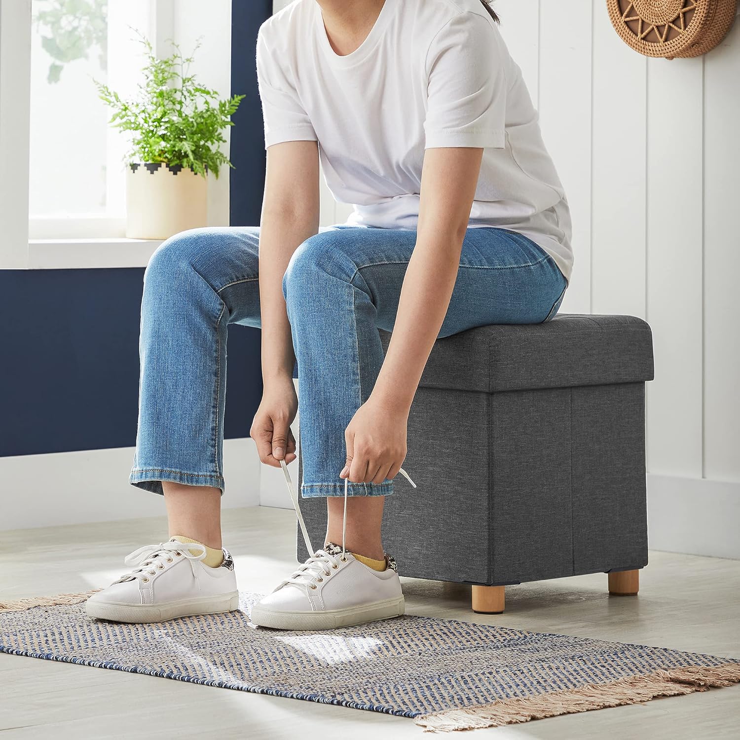 SONGMICS - tabouret pliable 38x38x40cm, rangement, 300kg - LSF14GYZ