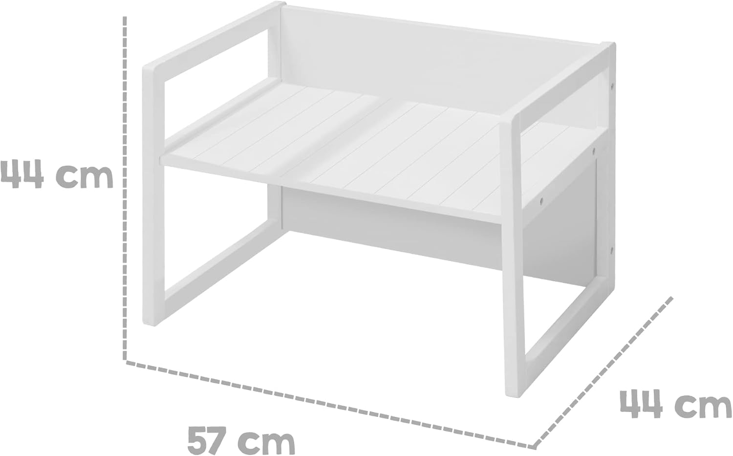 roba - Ensemble table enfant 3 hauteurs réversible, blanc, style campagne