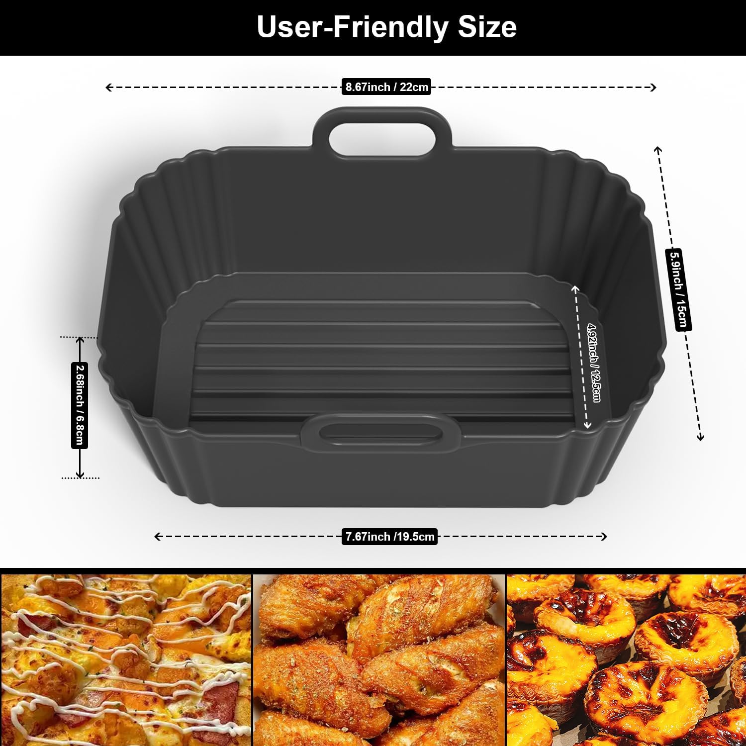 Moule silicone air fryer - compatible 7,6L à 9,5L - réutilisable - accessoires pour friteuse - AF300EU AF400EU AF200EU