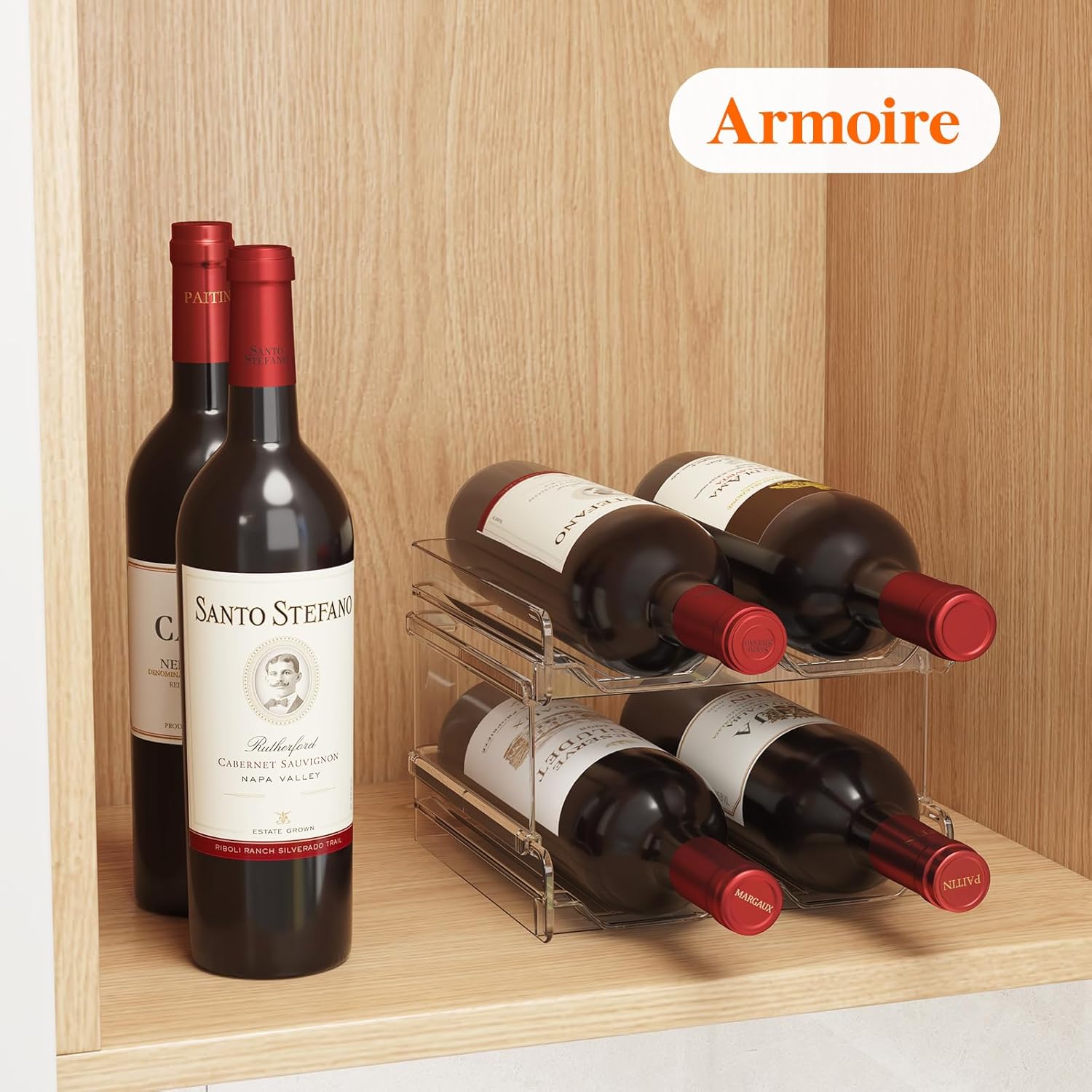 Lifewit - Casier à vin empilable, lot de 3, 12 bouteilles, plastique transparent