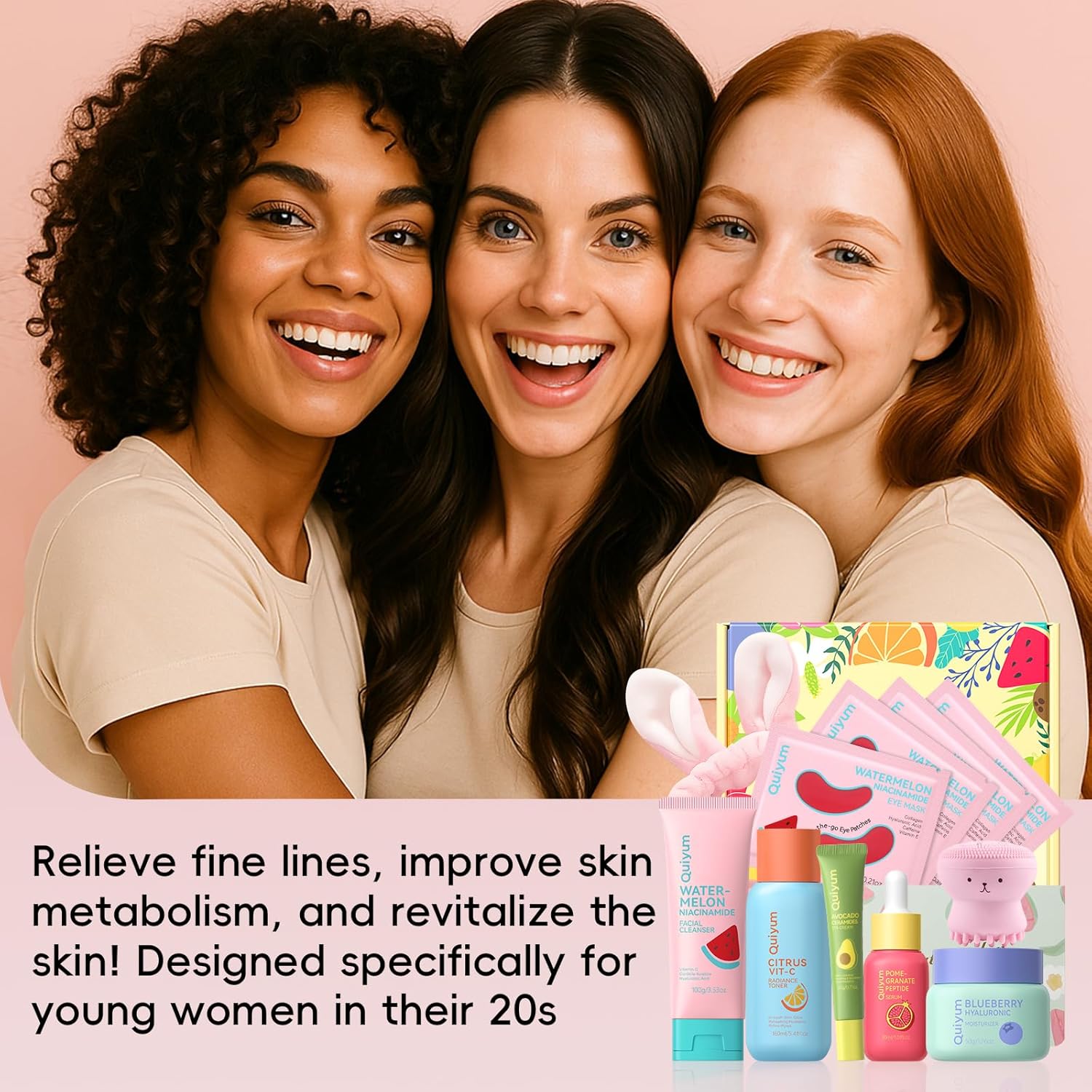 Kit de soins de la peau anti-âge - 6 pièces - peptides, fruits, vitamine C, céramides, réduit rides et peau morte