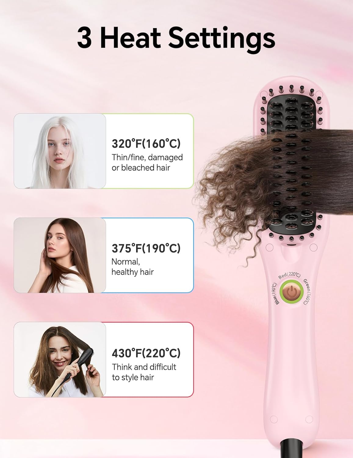 LANDOT - Mini Brosse Lissante 2en1 - compacte - idéale courts à mi-longs, voyage