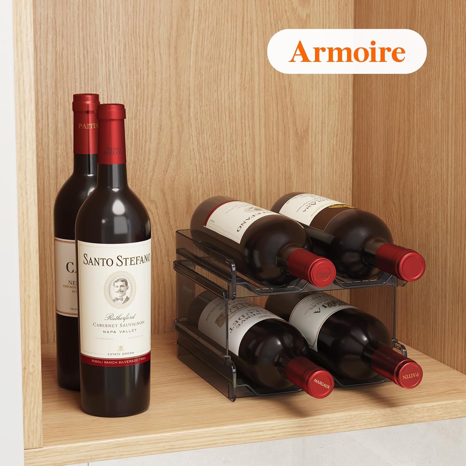 Lifewit - Casier à vin empilable - 29x20x11cm - lot de 2, plastique, 8 bouteilles, noir