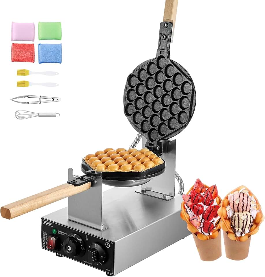 VEVOR - Gaufrier commercial 1400 W - inox rotatif 180° contrôles
