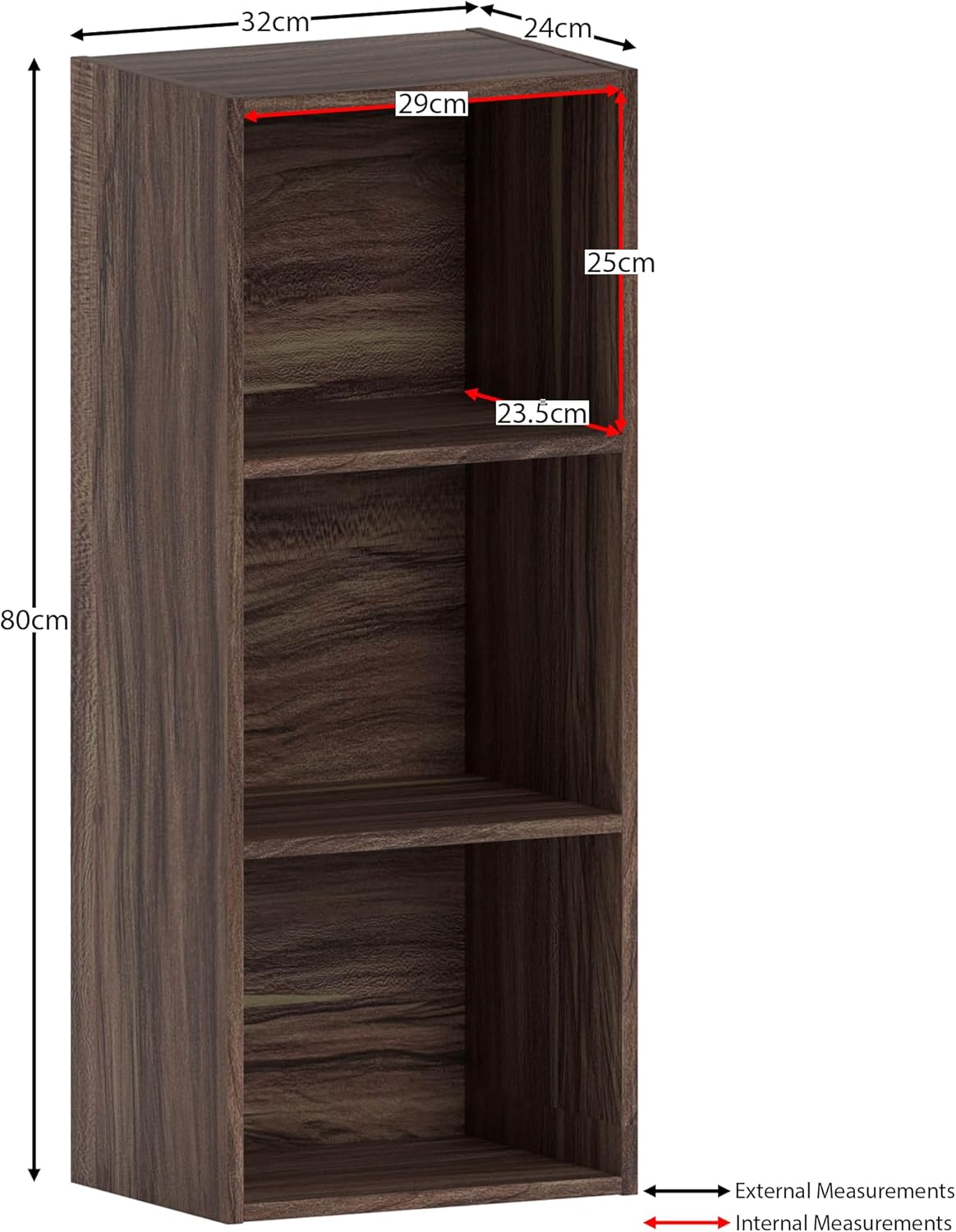 Vida Designs - Oxford 3 niveaux - H80xW32xD24cm - bibliothèque moderne compacte