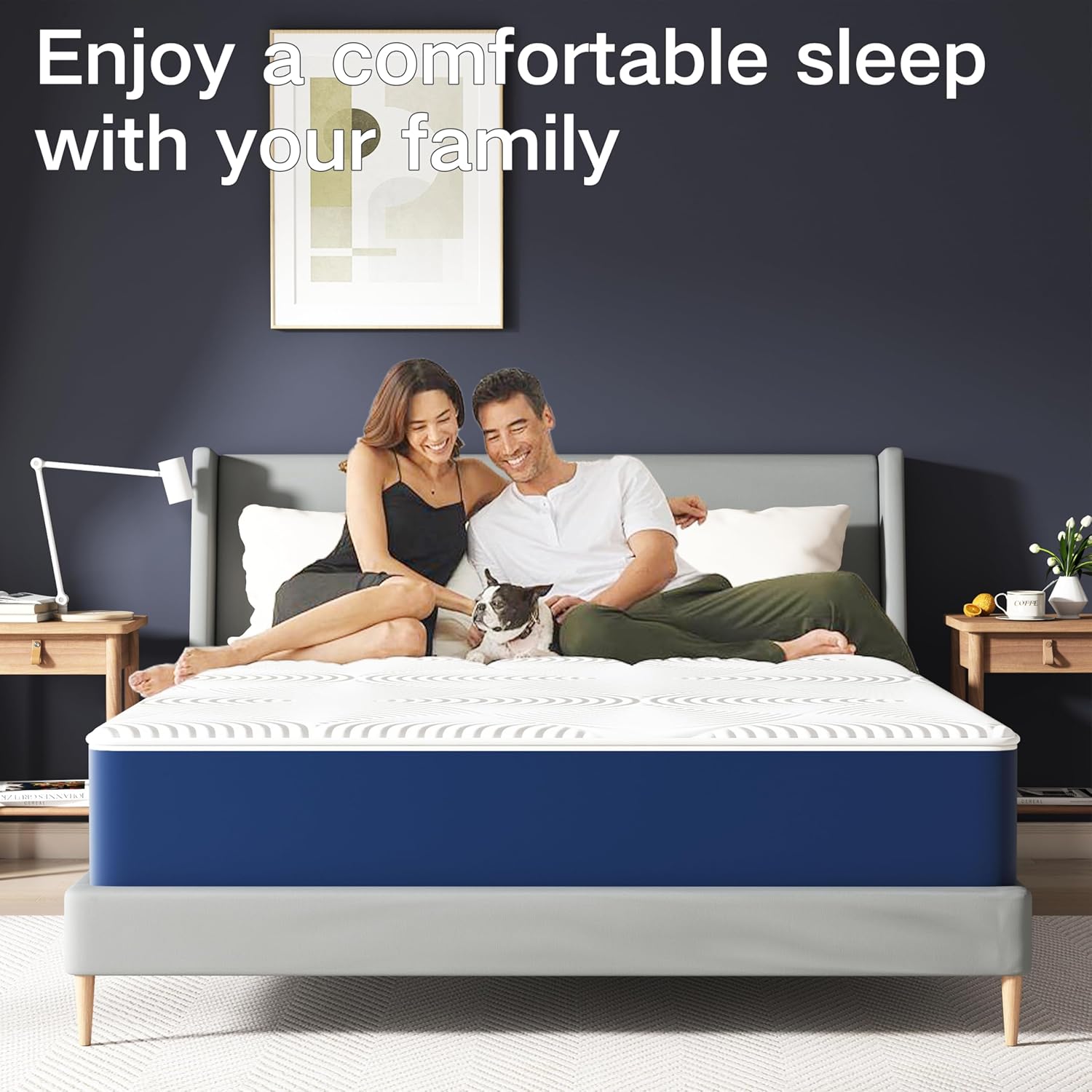 Matelas double - mousse à mémoire gel - 135x190x20cm - housse amovible, soutien dorsal