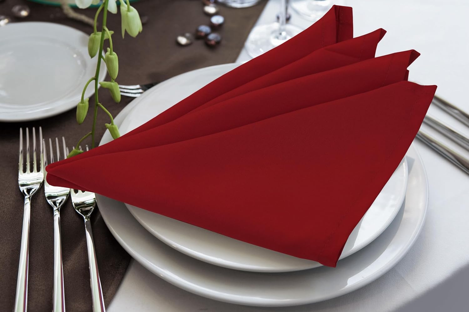 KICHLY - serviettes tissu réutilisables 43x43 cm - lot de 24, polyester rouge