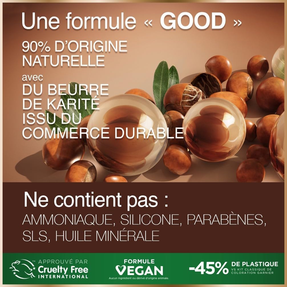 Garnier - Good - Coloration permanente vegan sans ammoniaque - 90% naturel - Châtain Cacao
