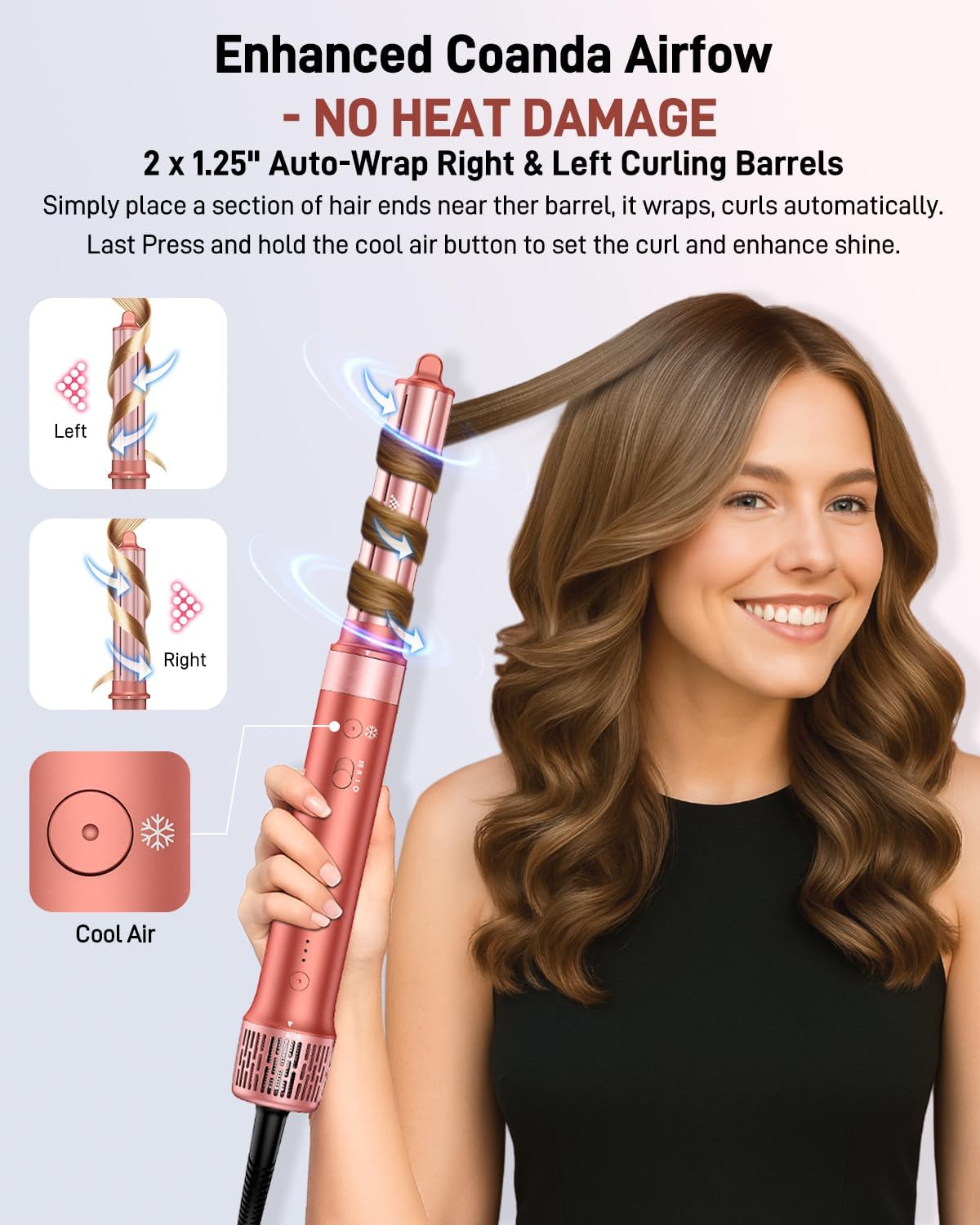 HITTIONA - Air Styler 5 en 1 - Brosse soufflante, séchage rapide, coiffage multi-styles, trousse offerte