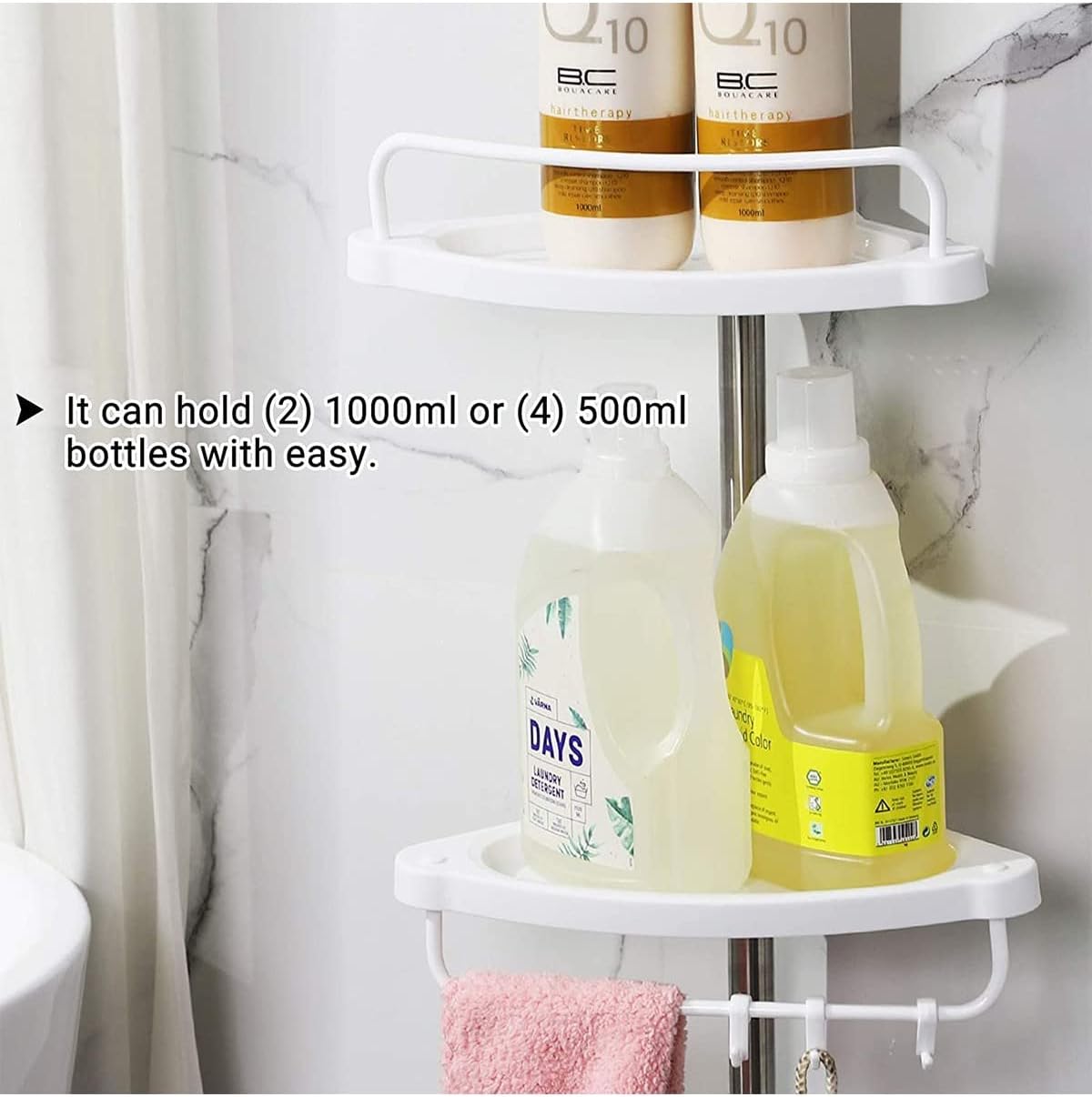 SONGMICS - étagère de douche réglable, 95-300cm, inox, 4 niveaux, BCB02SW