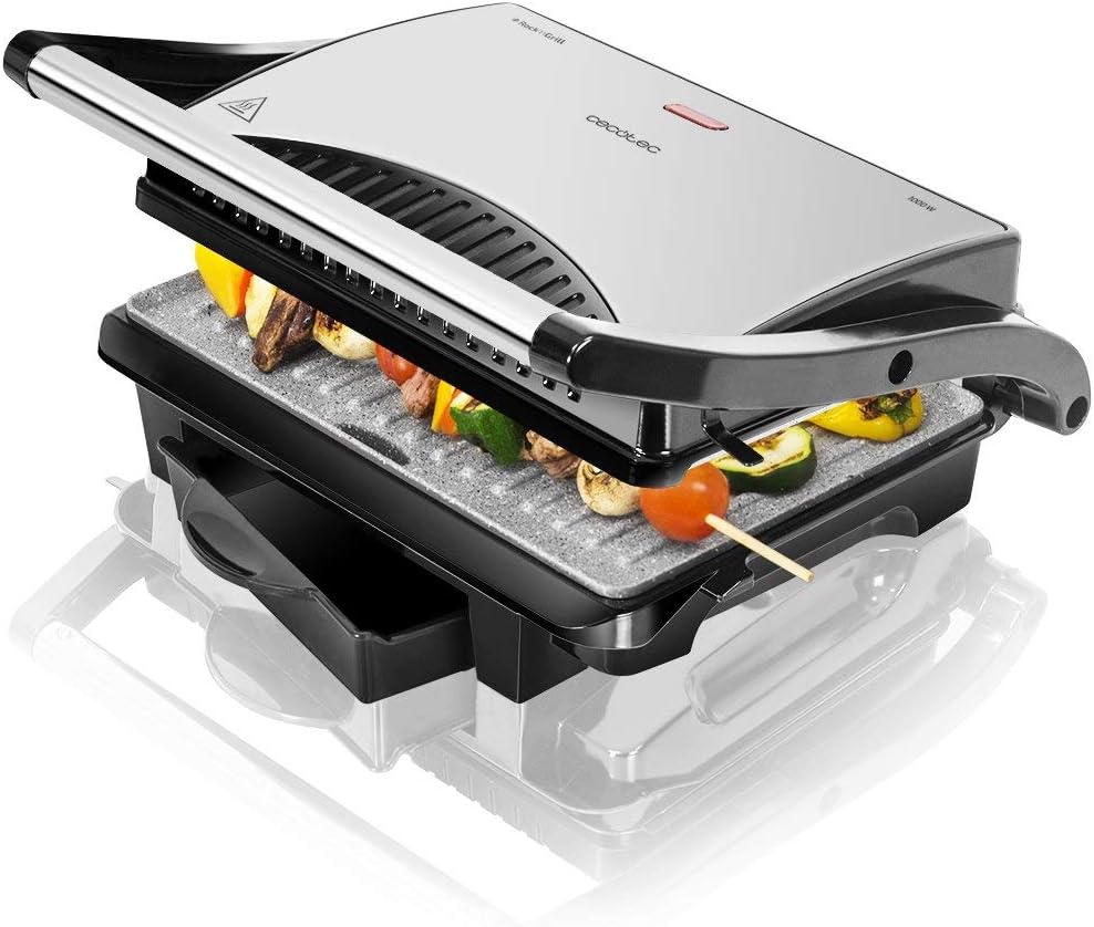 Cecotec - Grill électrique Full Open - 750W, 180°, revêtement pierre, poignée froide