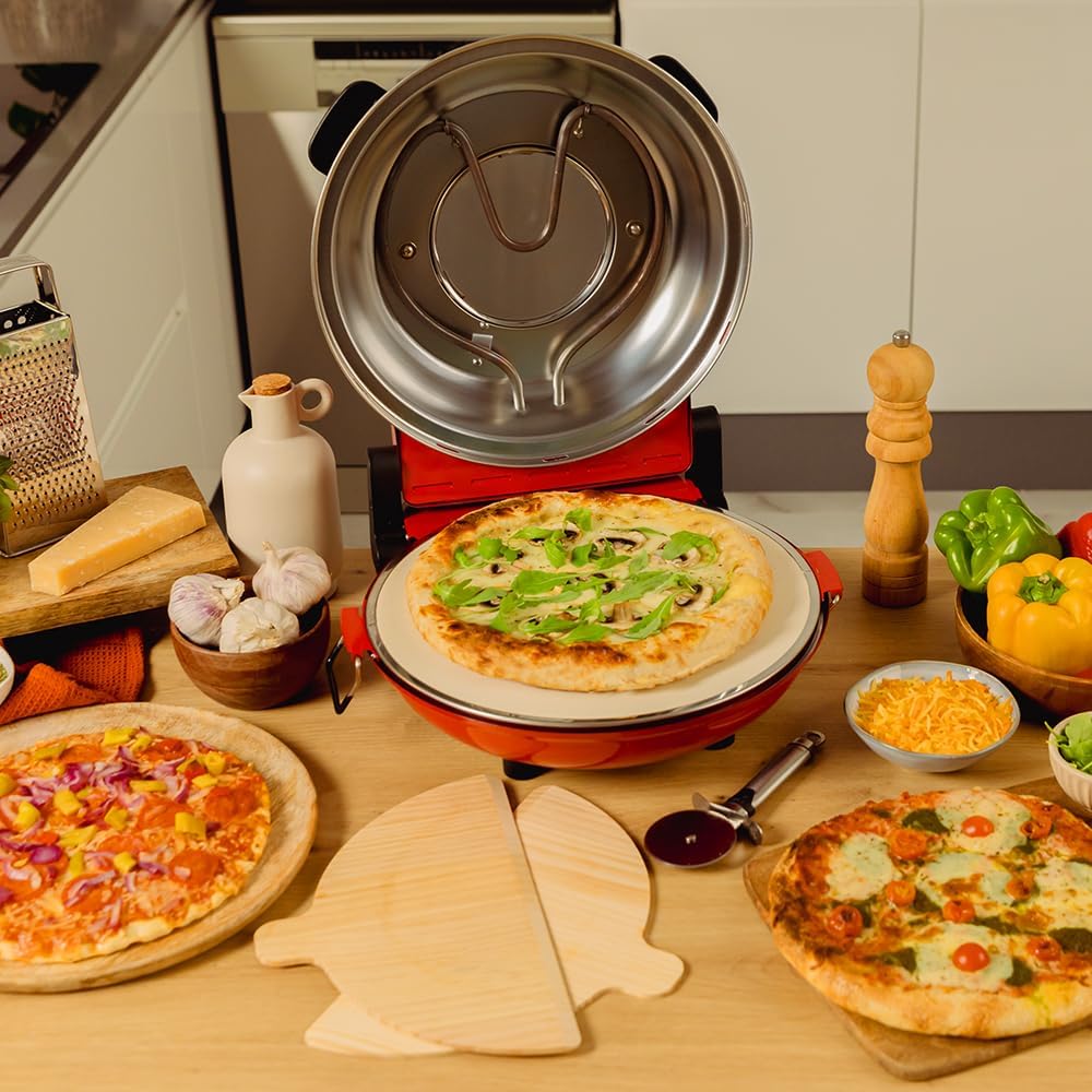 Cecotec - Fun Pizza&Co Mamma Mía Vista - 1200W - four pizza 420°C, minuterie 15 min, pierre, fenêtre