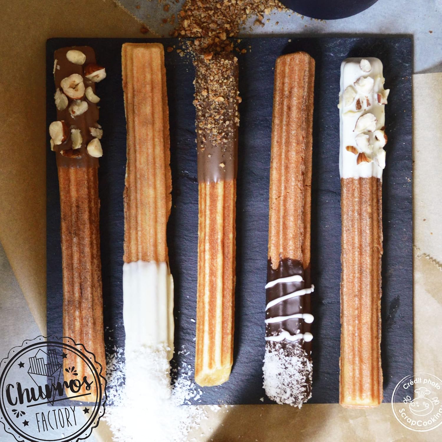 ScrapCooking - Factory 3888 - churros maison, rotation 180°, plaque antiadhésive