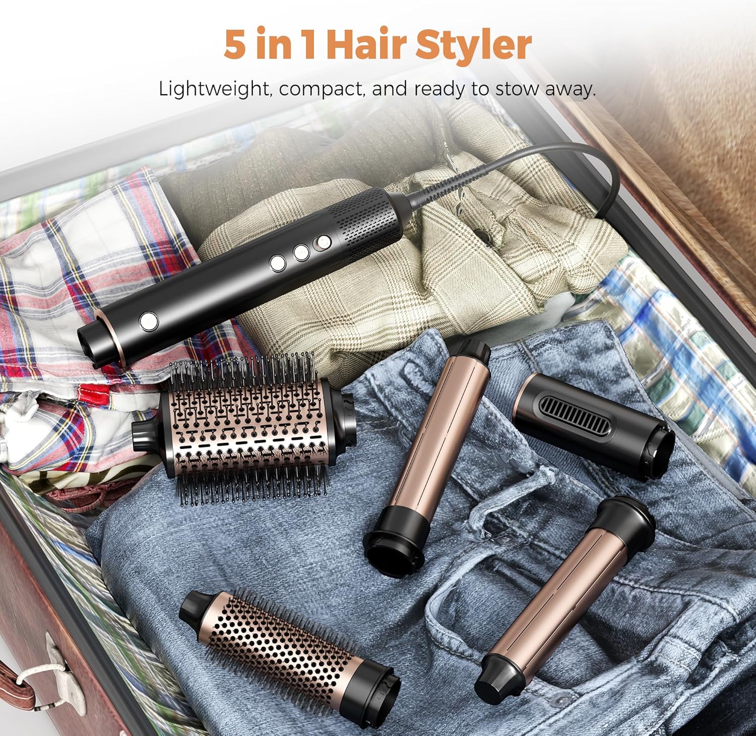 OKWRAP - Air Styler 5 en 1 - 1300W, 110000 TR/MIN, sèche, boucle, lisse