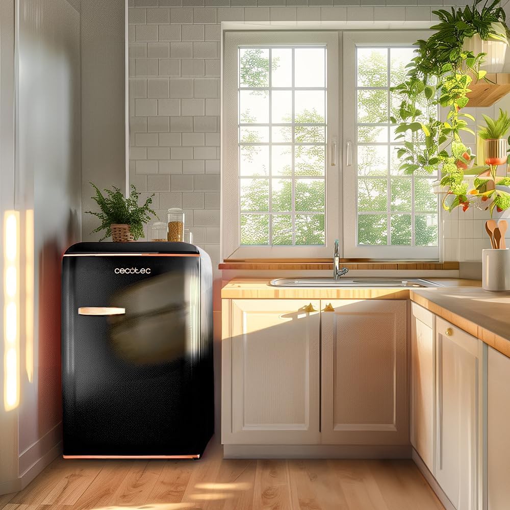 Cecotec - Bolero CoolMarket Origin 110 - 110L - rétro, classe E, Icebox, LED, poignées chromées