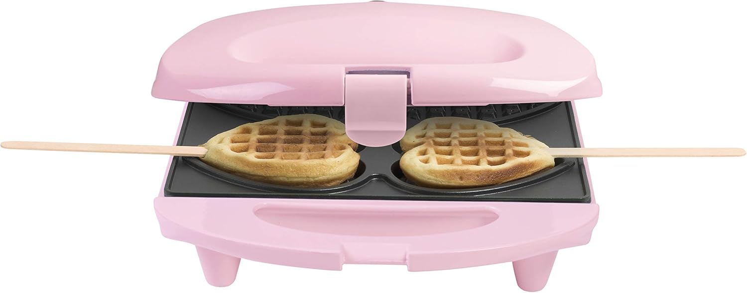 Bestron - Sweet Dreams - compact - gaufres cœur sur bâtonnet, rétro, 780W, rose
