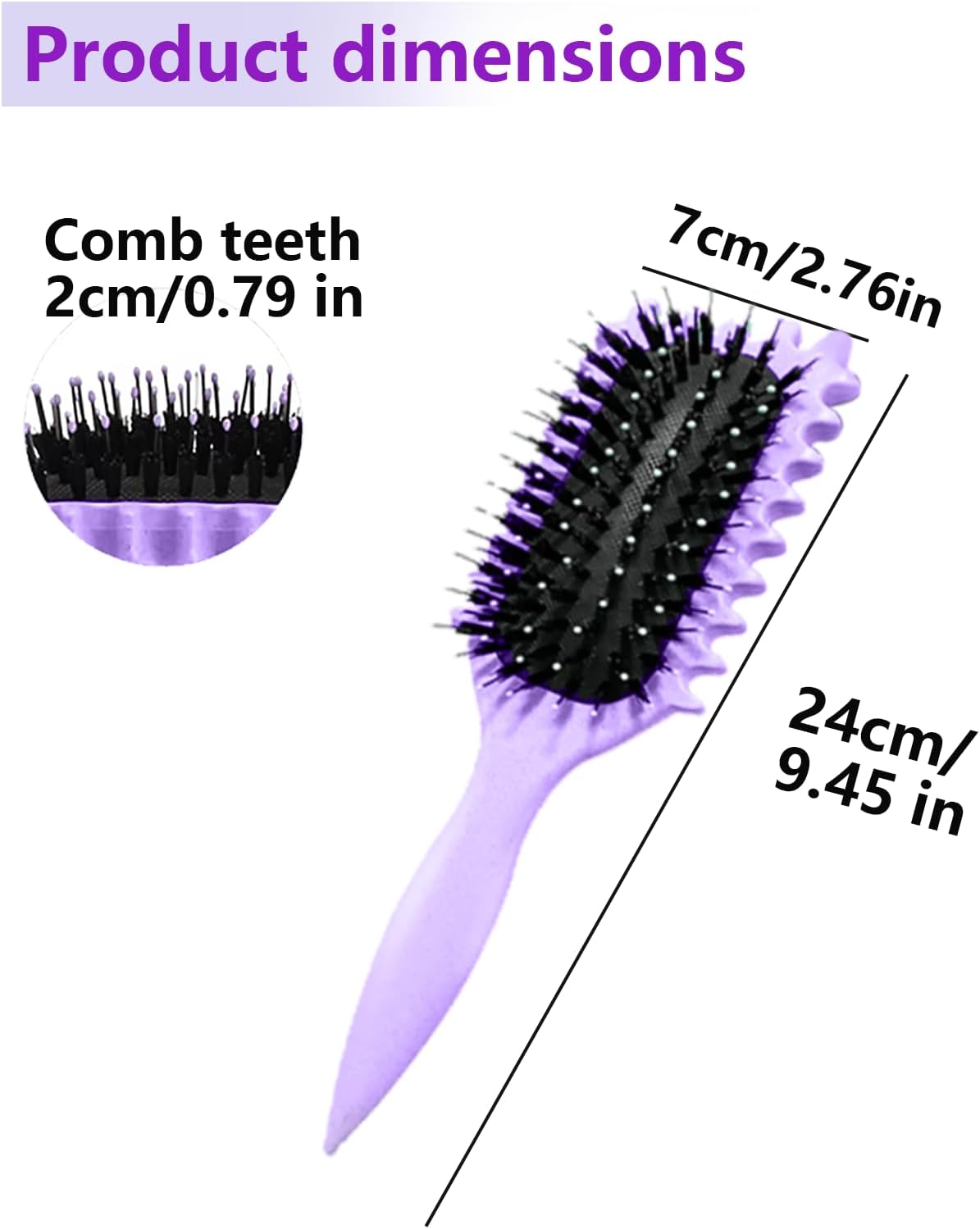 Brosse à boucler - Violet - 24cm - fixation et définition boucles