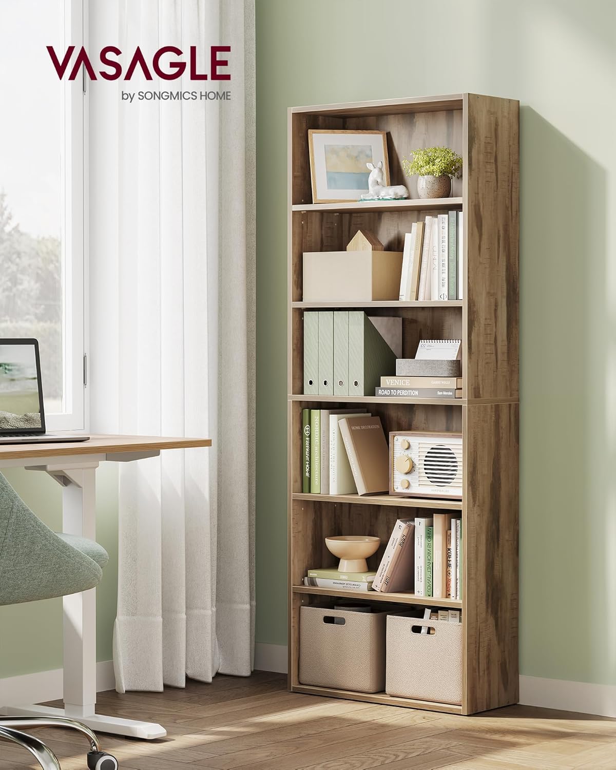 VASAGLE - étagère 6 niveaux - 24x60x160,7cm - rangement ouvert LBC166T50