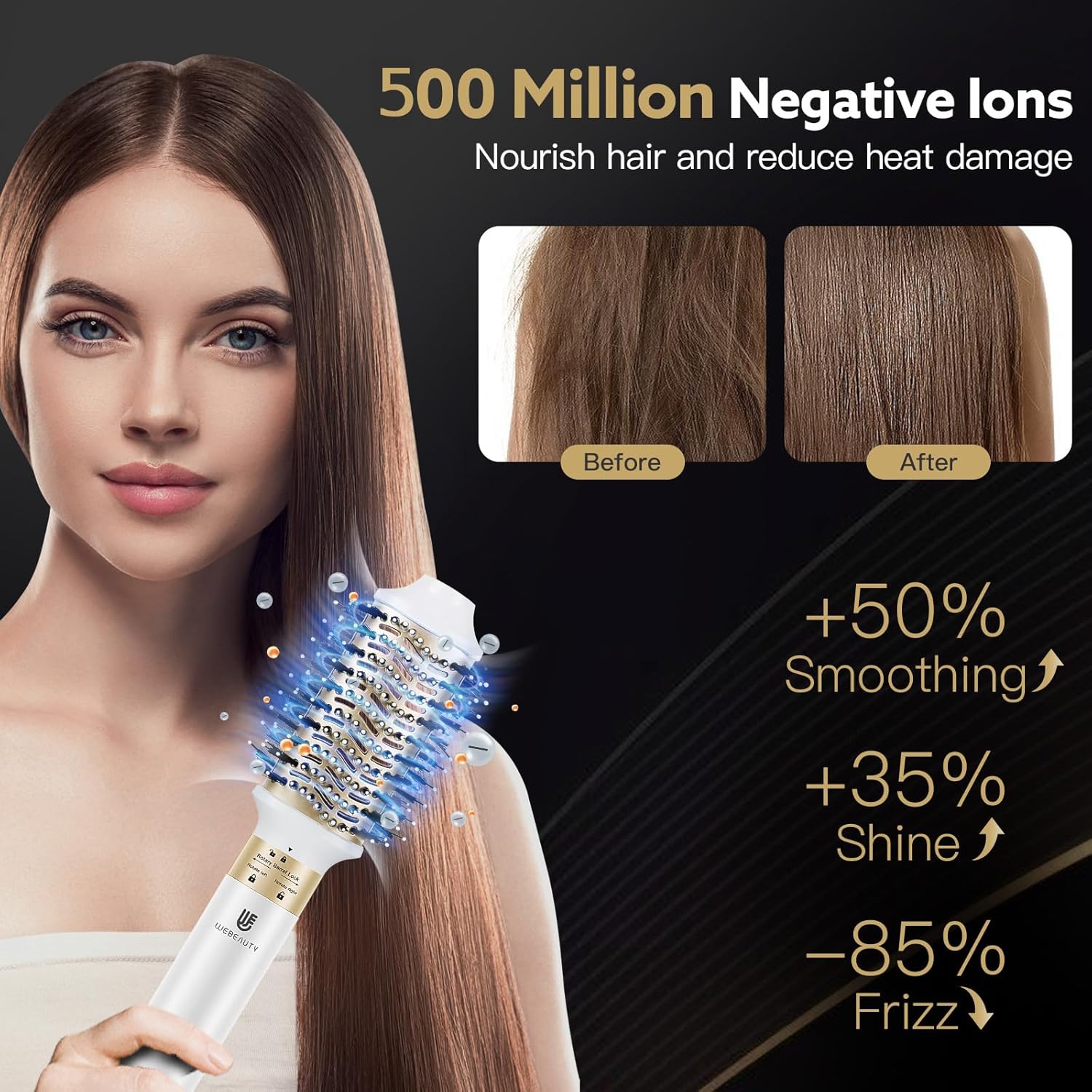 webeauty - Air Styler 6 en 1 - 110,000TR/MIN, 30M/S, ions négatifs, brosse, boucleur