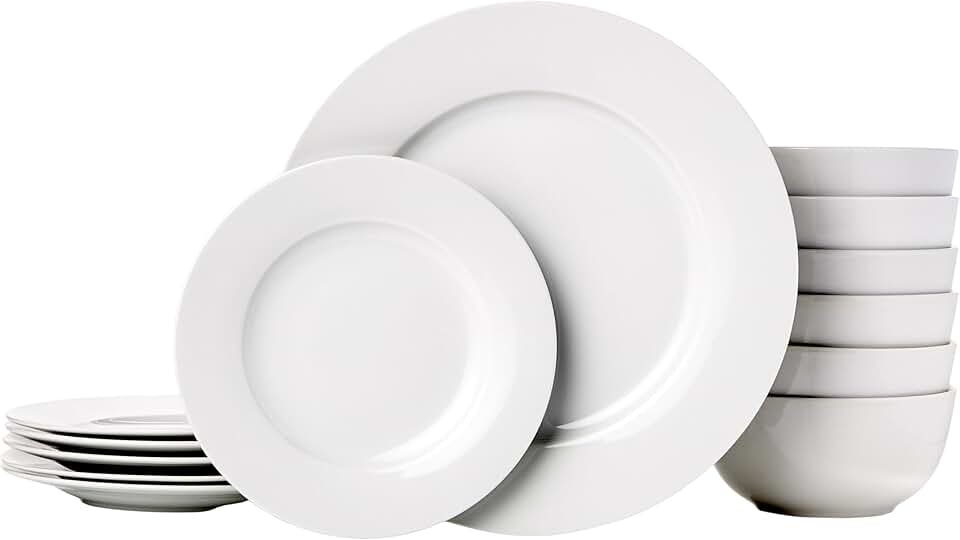 melyano Basics - service de table 18 pièces - porcelaine blanche - vaisselle pour 6 personnes