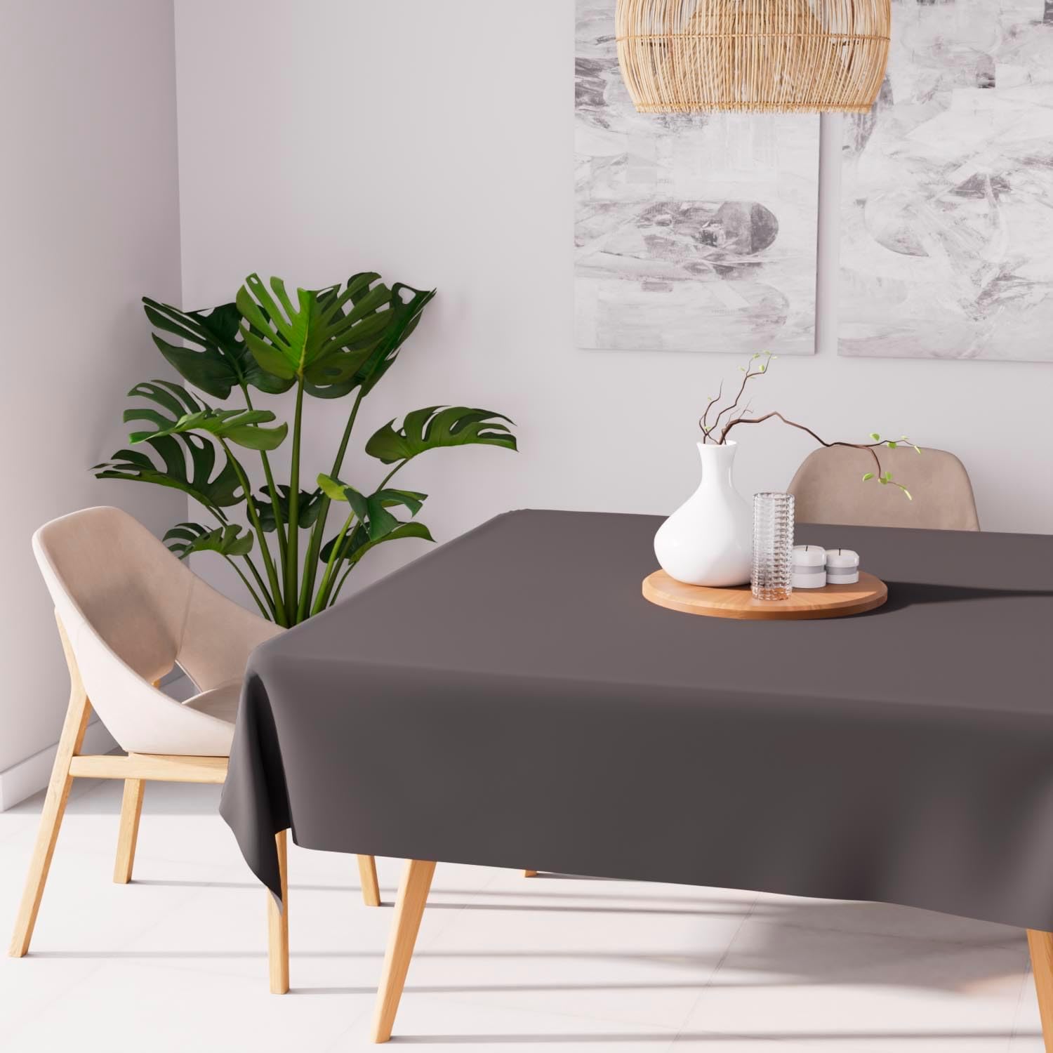 Soleil d'Ocre - Nappe carrée anthracite 140x140cm polyester anti-tâches