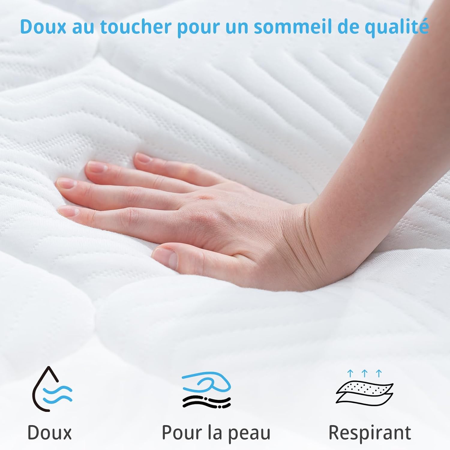 Matelas - ressorts ensachés 140x190 cm, 7 zones, 25 cm, réversible