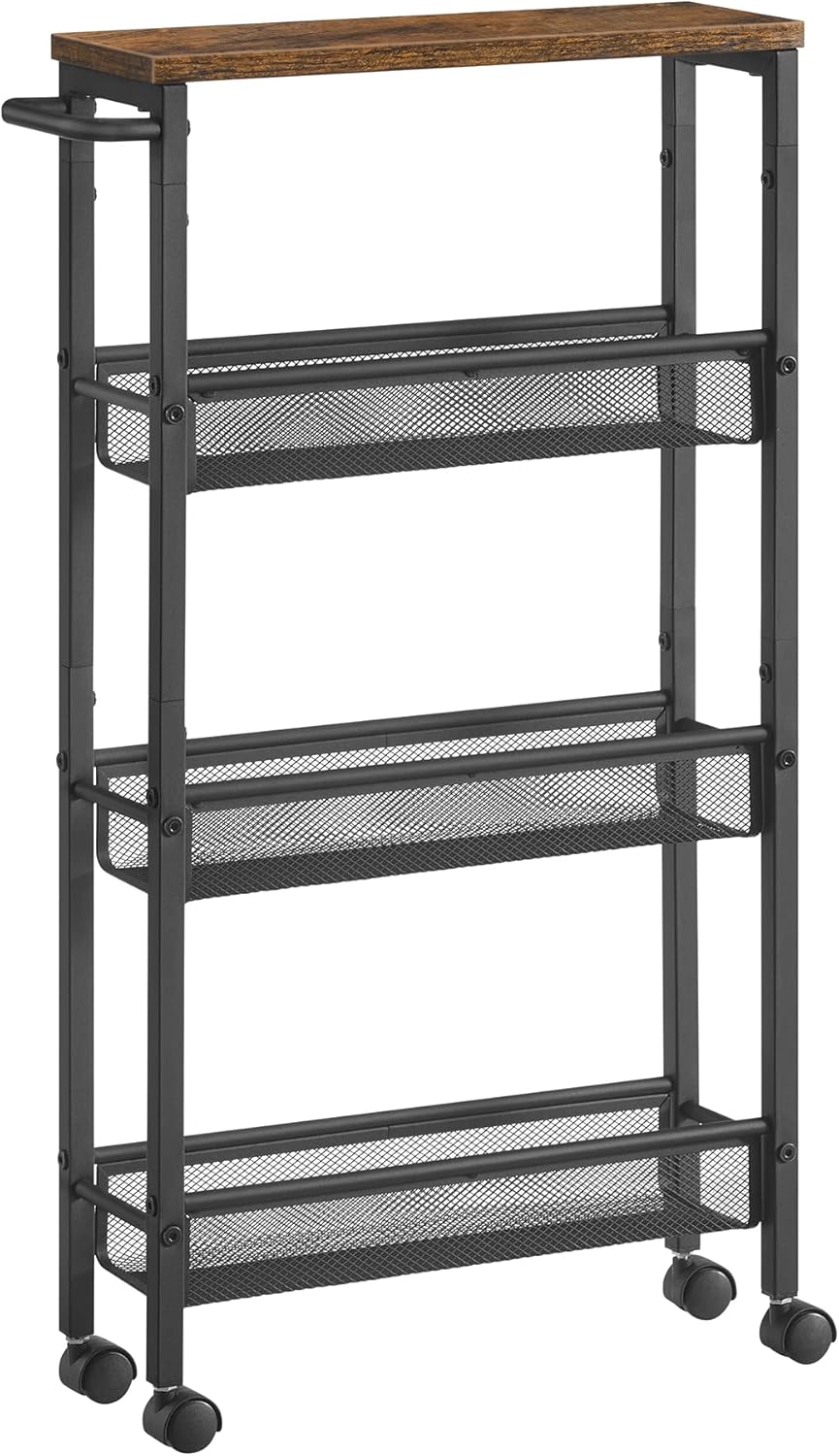 VASAGLE - desserte 4 niveaux, 13x45,4x77 cm, acier, roulettes, LRC032B01V1