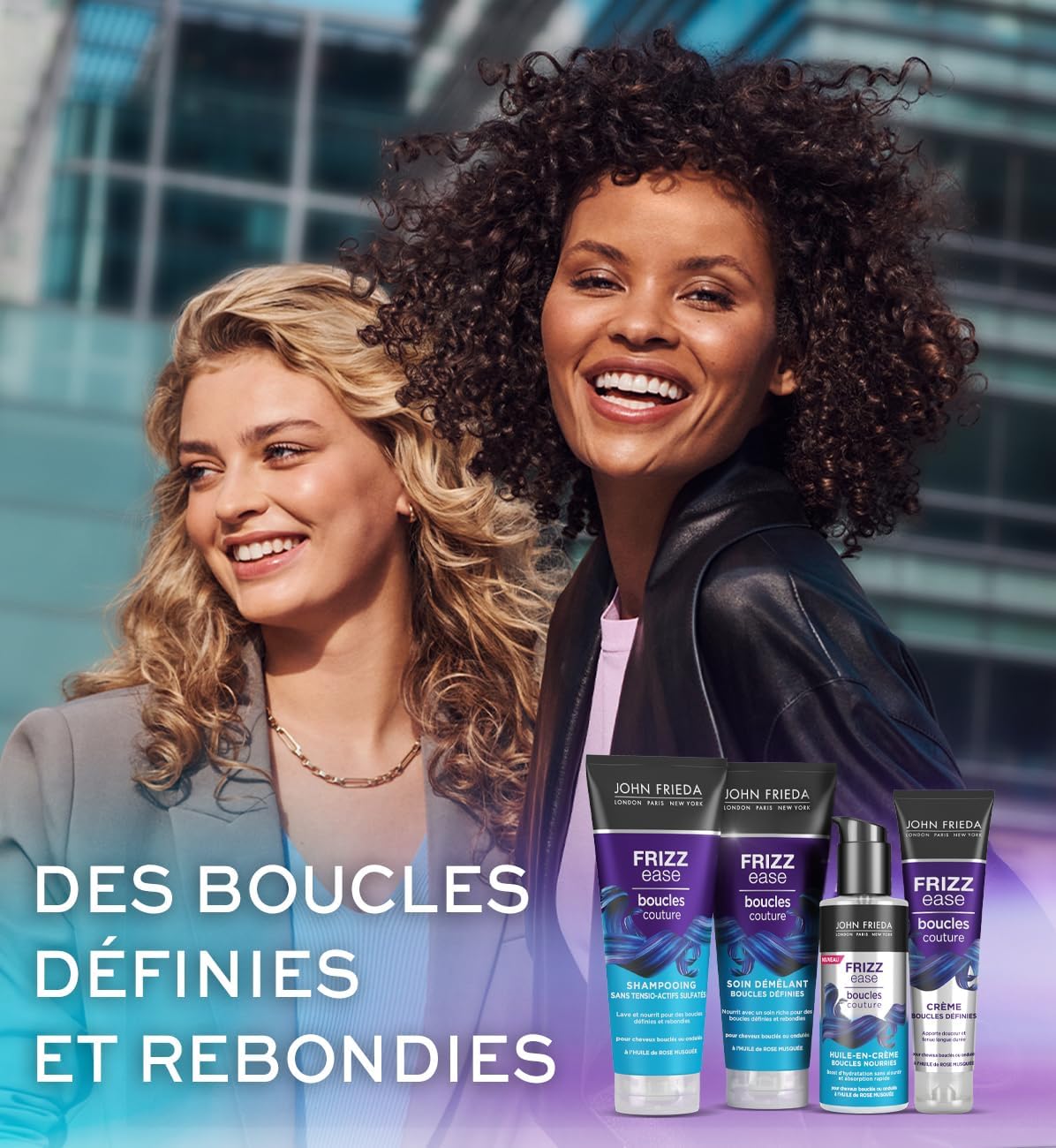 John Frieda - Frizz Ease Crème Boucles Définies - 150ml x2 - anti-frisottis, définition des boucles