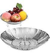 Vicloon Panier Vapeur INOX, Paniers Cuit-Vapeur Inoxydable, Pliable Panier Vapeur avec 3 Pieds en...