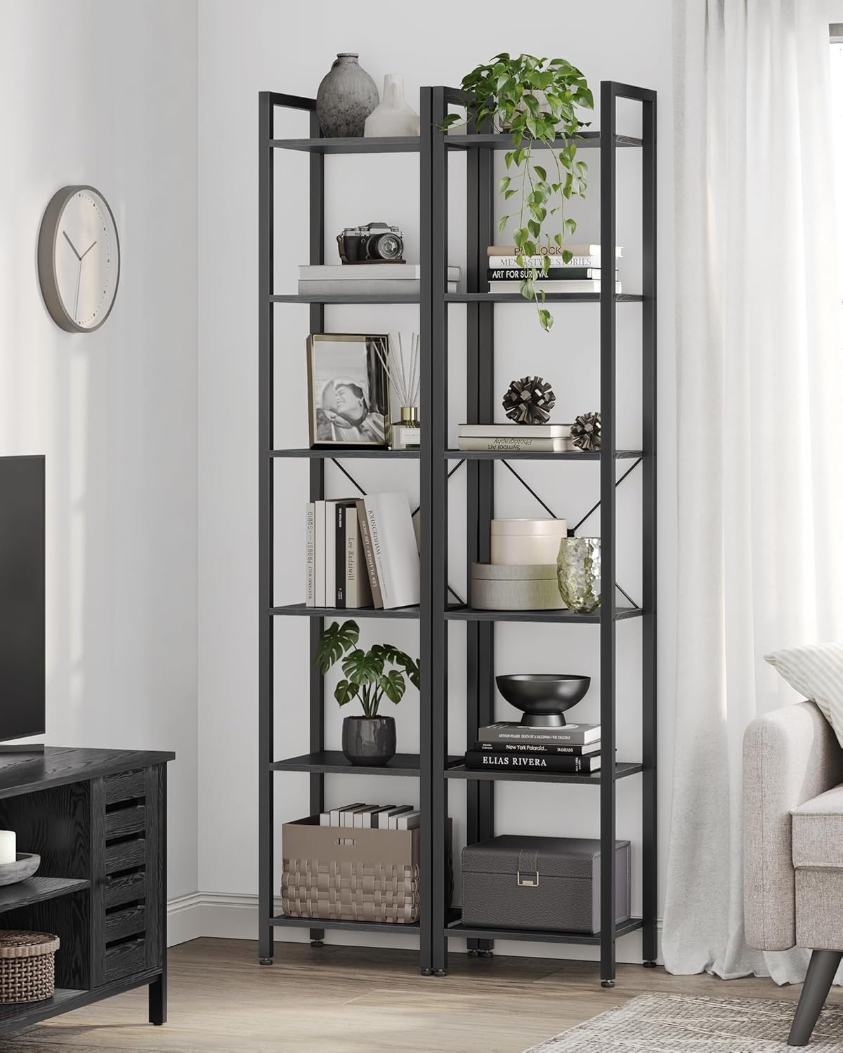 VASAGLE - étagère 6 niveaux - 30x40x187,5 cm - rangement industriel LLS101B56