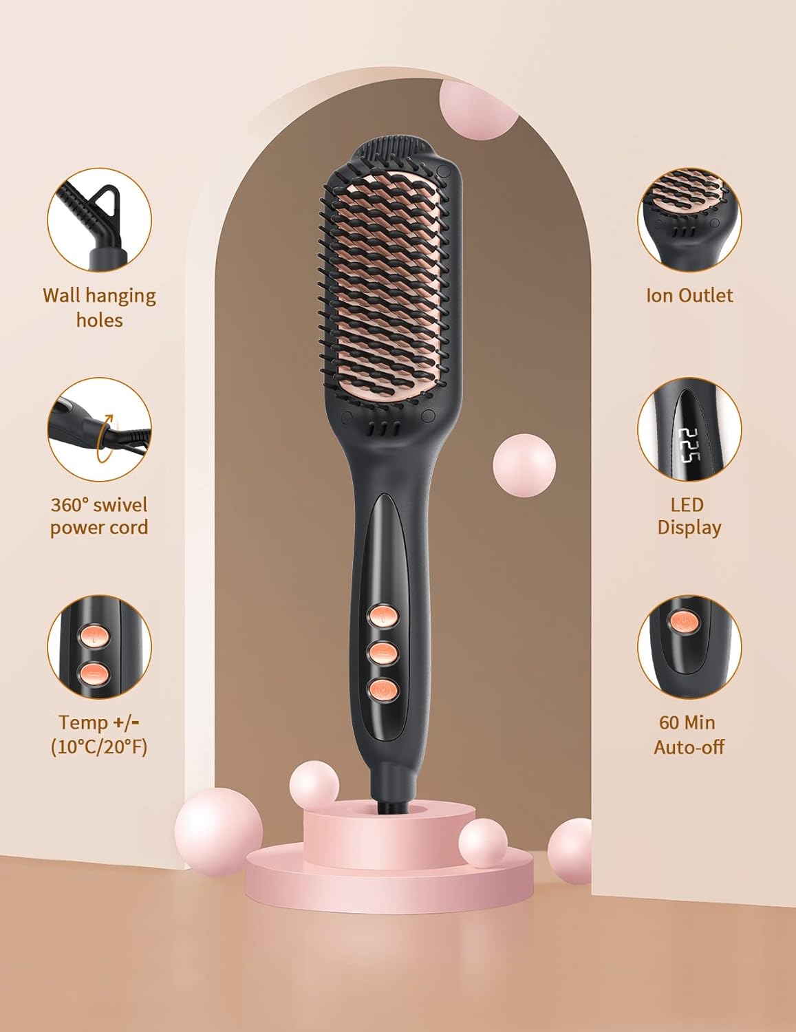 LANDOT - Brosse lissante ionique - céramique - spéciale cheveux crépus