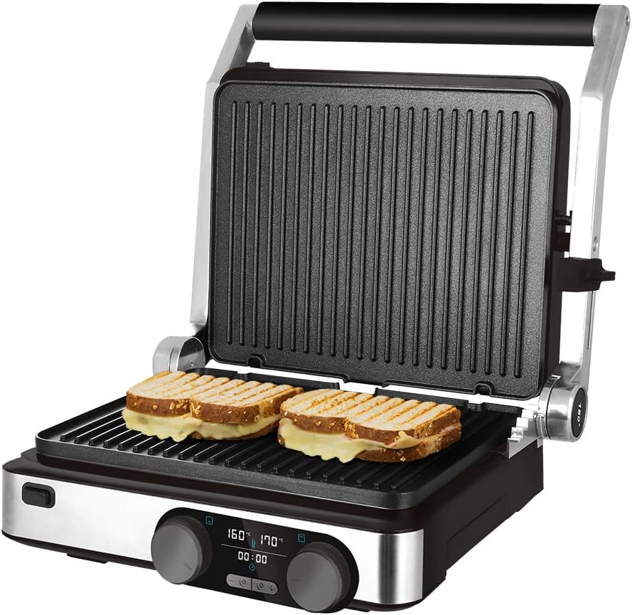 Cecotec - Rock'nGrill Dual - plaques amovibles - contrôle température - 2000W - ouverture 180°