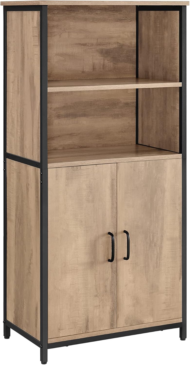VASAGLE - buffet LSC066B50 - acier et bois, 2 étagères réglables, chêne noir