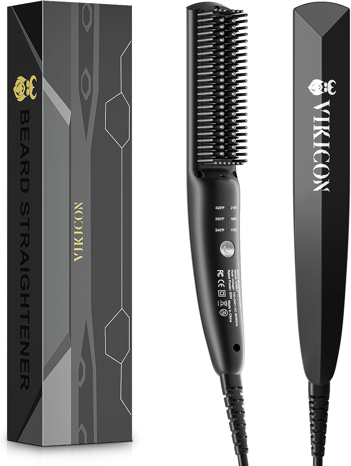 VIKICON - lisseur barbe mini - compact - ionique, chauffe rapide