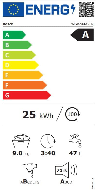 Bosch - lave-linge Série 8, 9 kg, 1400 tr/min, blanc - WGB244A2FR