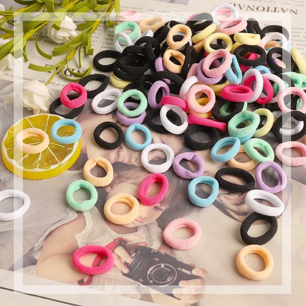 Élastiques cheveux fille - mini chouchous colorés - 200 pcs - accessoires enfants
