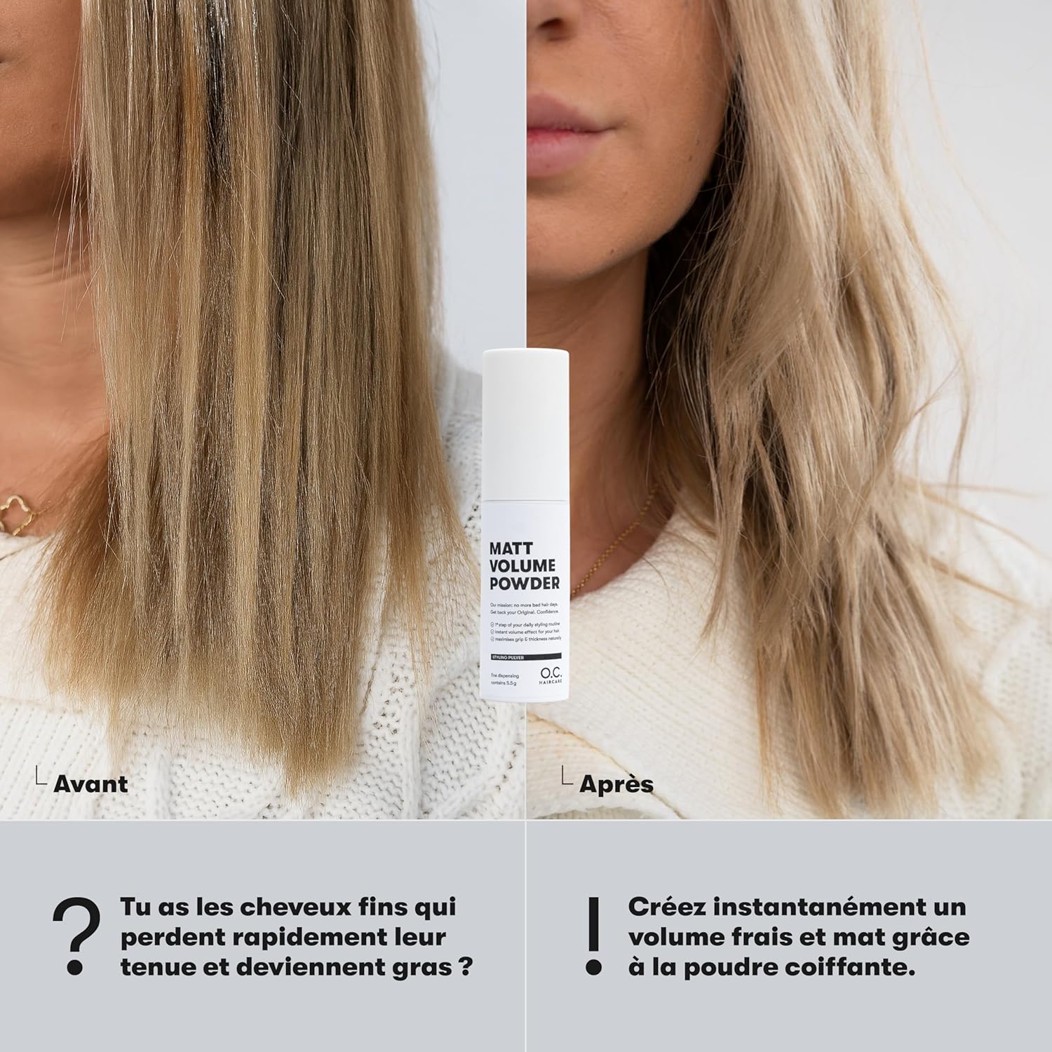 Poudre coiffante - effet mat - volume & tenue cheveux fins - stabilité maximale