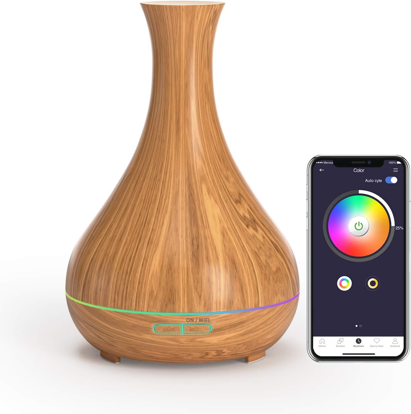 Diffuseur d'huiles essentielles WiFi - lumière LED RGB - contrôle vocal et à distance