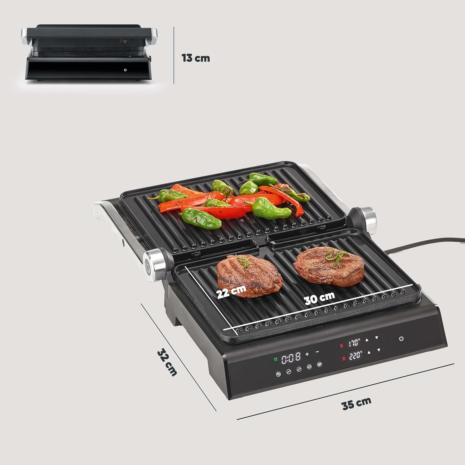 SEVERIN - Comfort Multi-gril, 5 programmes, plaques céramique, noir/inox, KG 2399