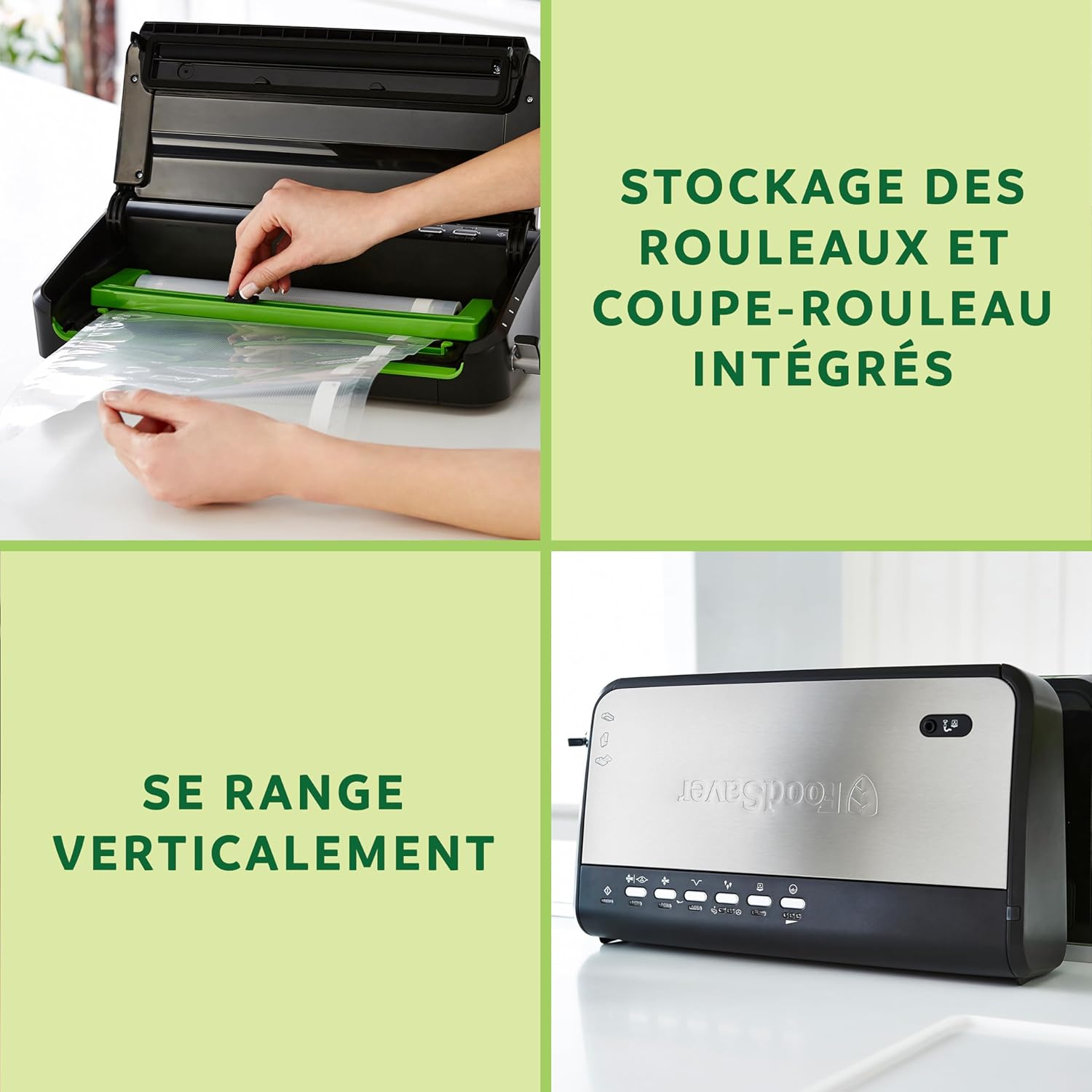 FoodSaver - machine sous vide série FFS005X - compacte - rangement rouleau, fonction pulse, accessoires inclus - FFS005X