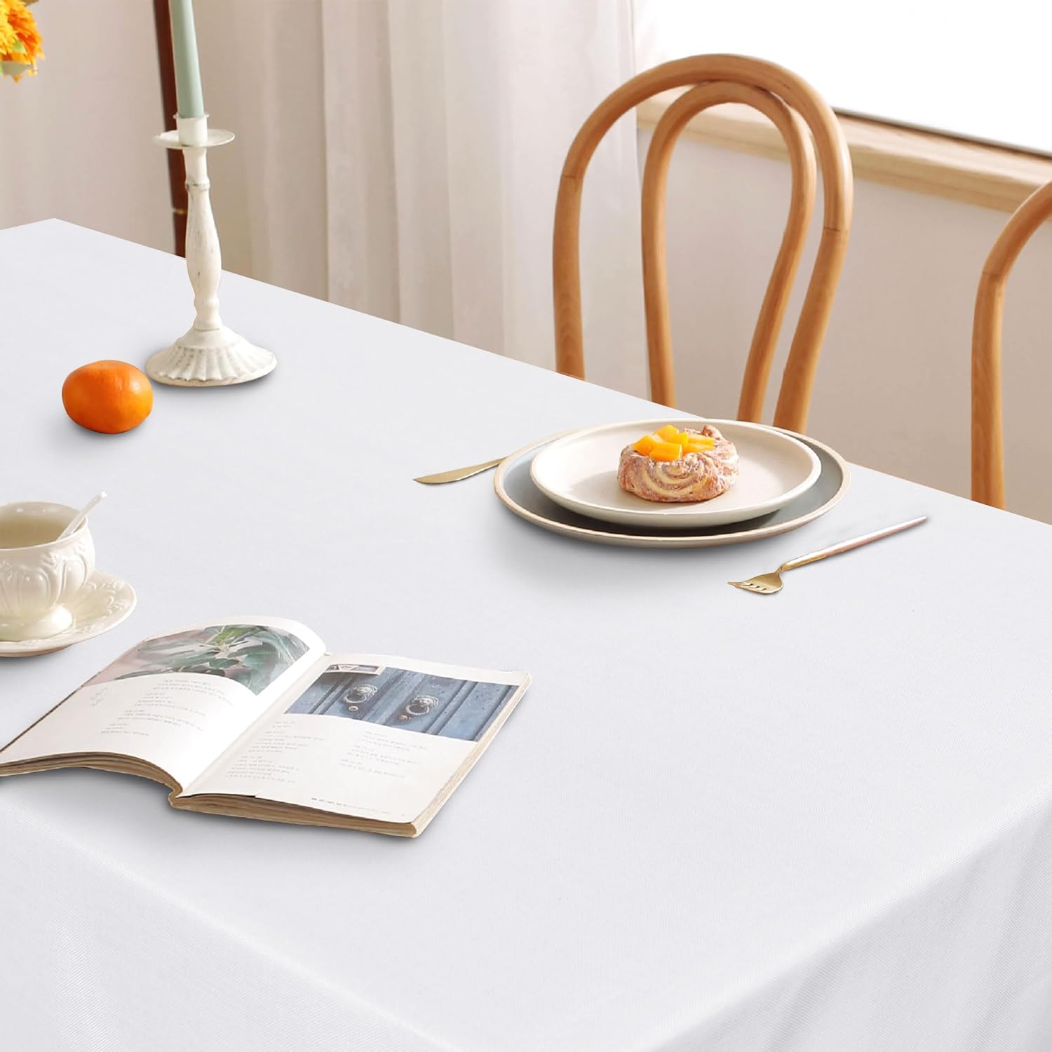 DWCN - nappe aspect lin - 135x300cm - lavable, imperméable, anti-tache