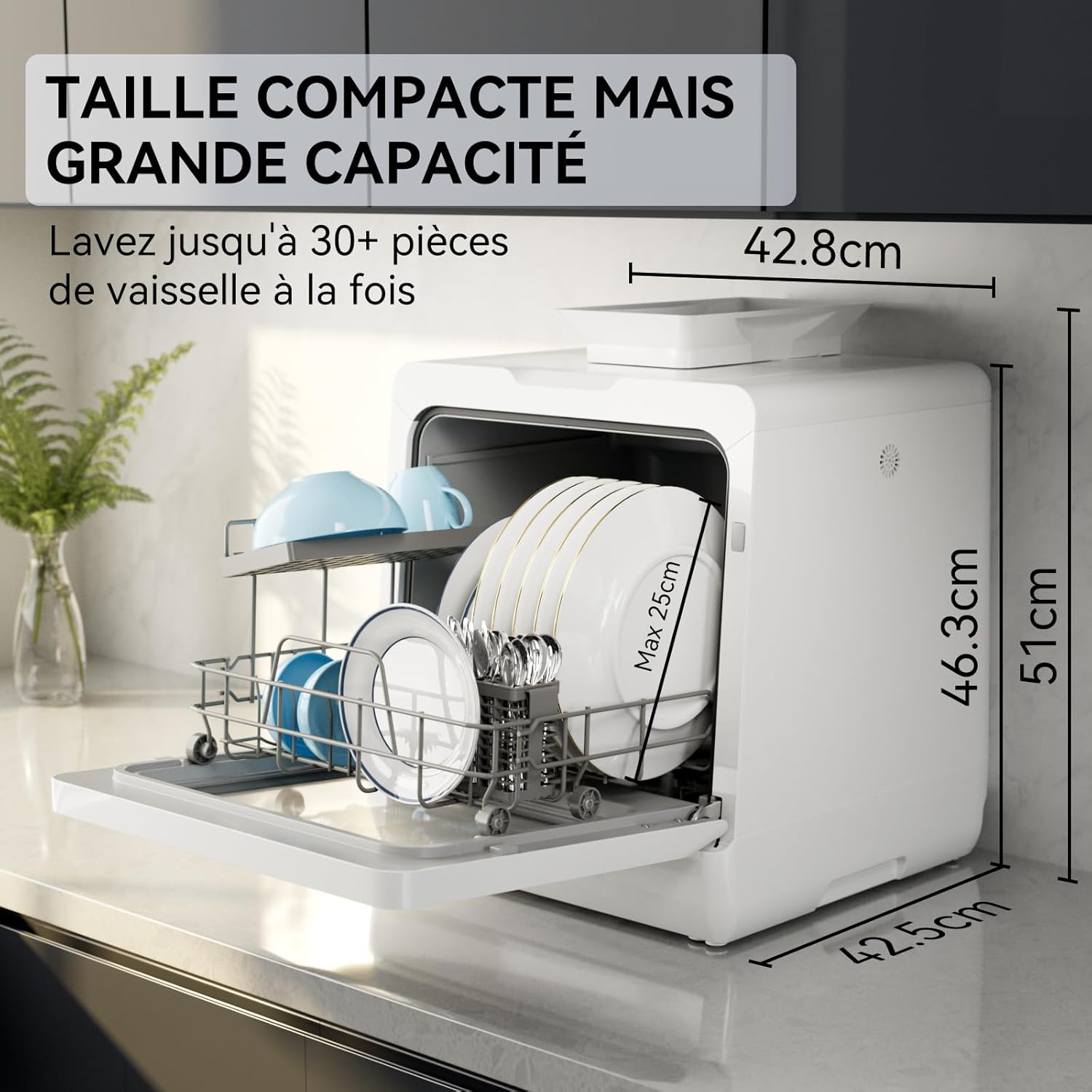 Hermitlux - mini lave-vaisselle 5 couverts, 7+3 programmes, réservoir 5L