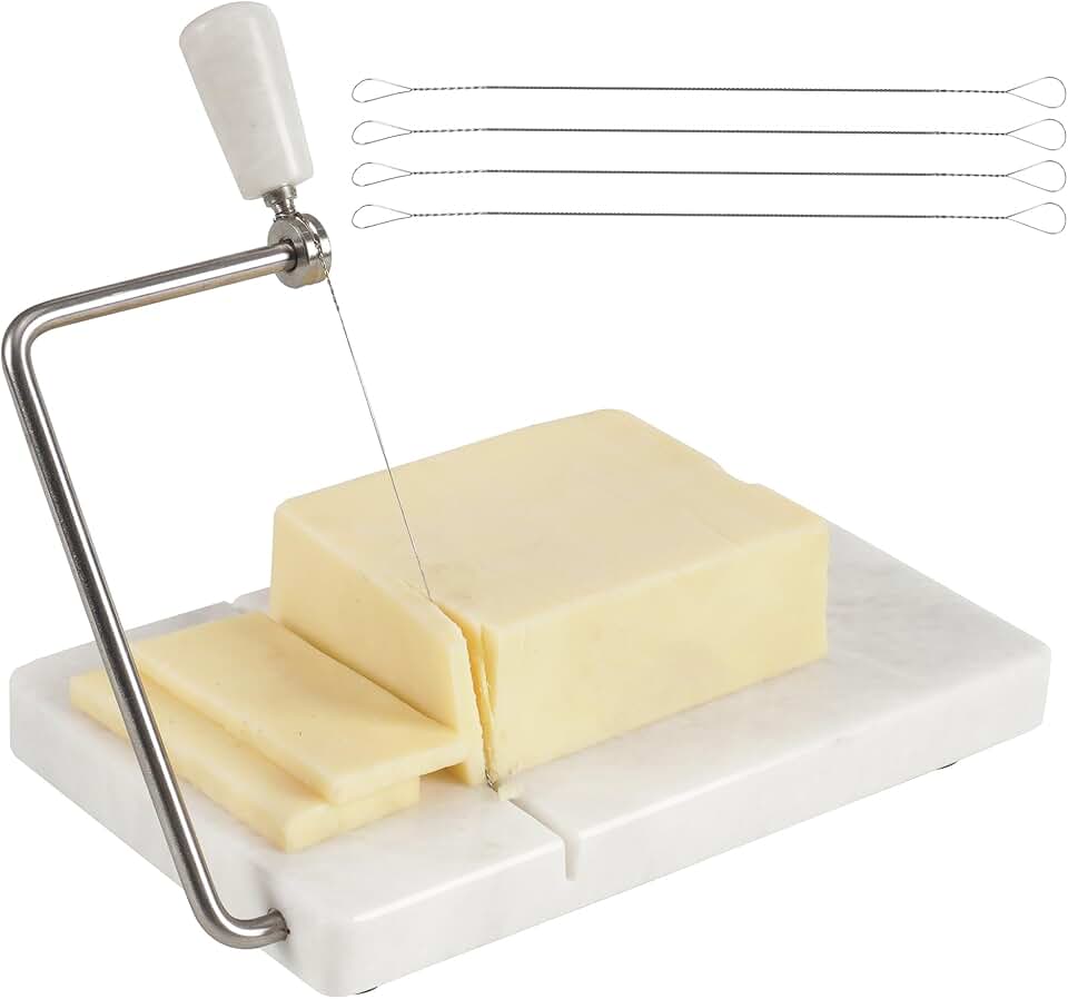 Radicaln - trancheuse à fromage marbre blanc, 20,3x12,7cm, 4 fils