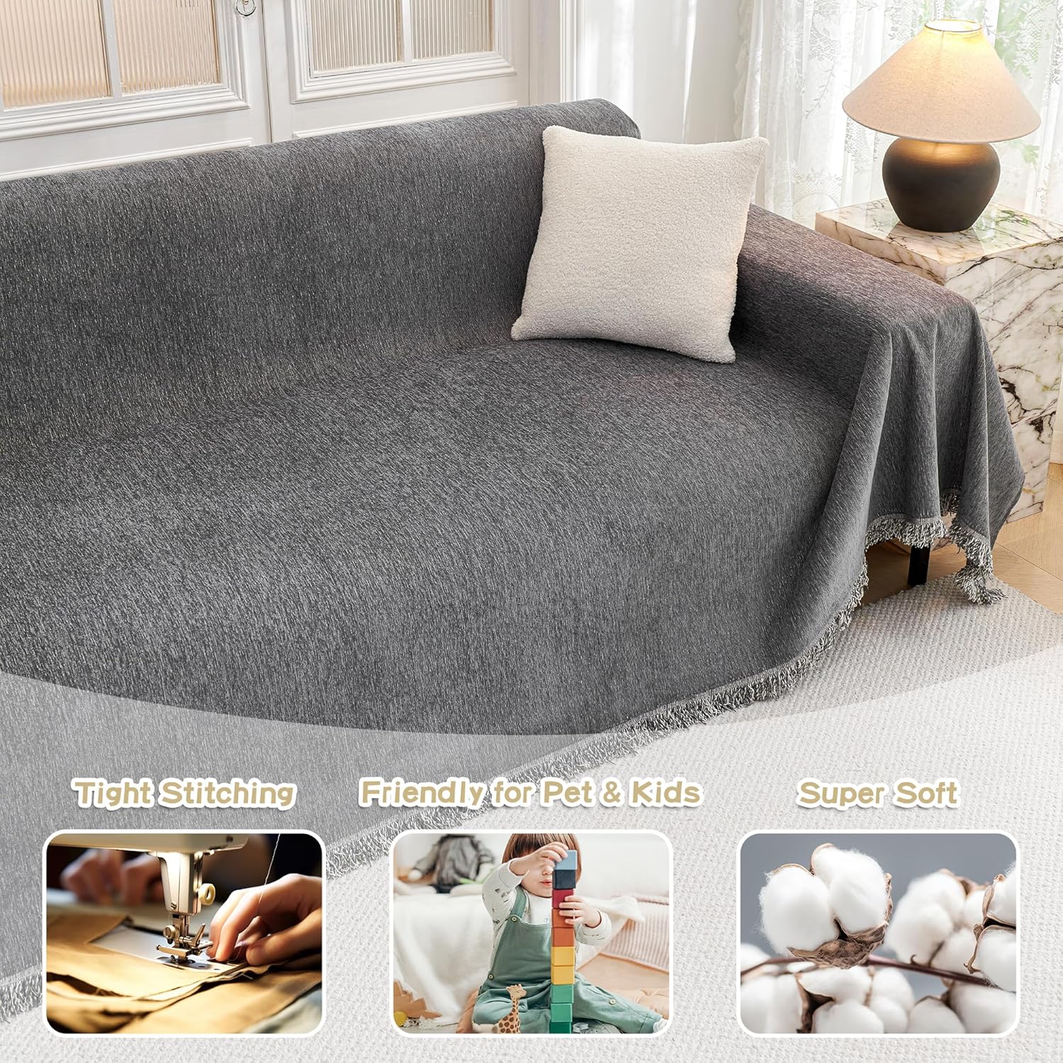 MYSKY HOME - housse canapé - 230x300cm - anti-rayures, protection animaux