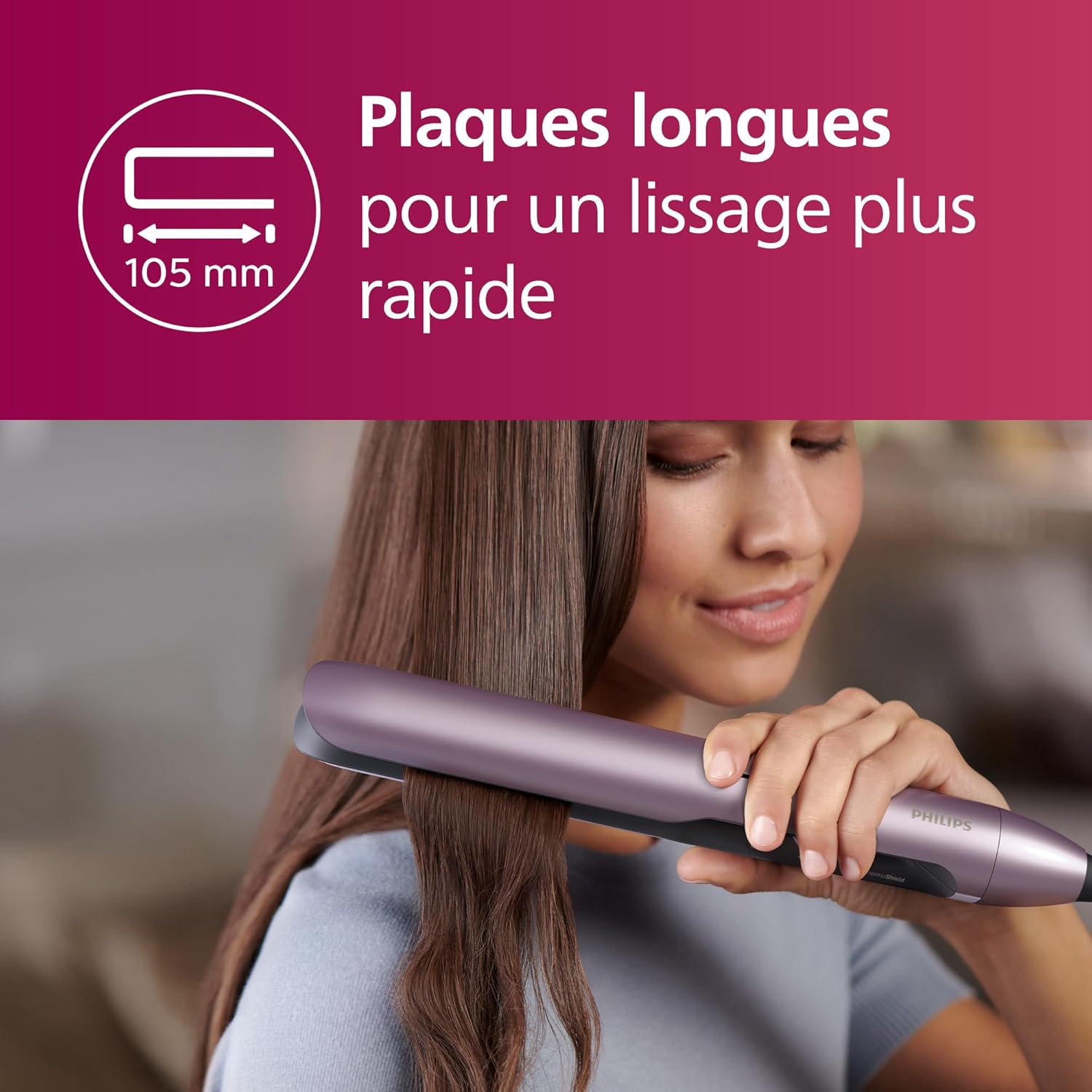Philips - lisseur Série 5000 - 47x15mm - céramique, ThermoShield, BHS530/00