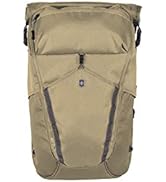 Sac à dos de couleur beige et kaki avec plusieurs compartiments zippés, des poches utilitaires frontales et des bretelles réglables. Design tactique minimaliste aux lignes épurées.