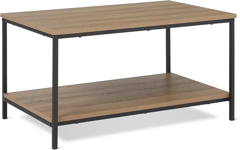 melyano Basics - table basse moderne avec étagère, 50,5x80x42cm, chêne